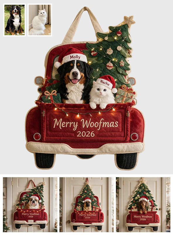 Merry Woofmas - Personalized Dog Quilted Door Hanger