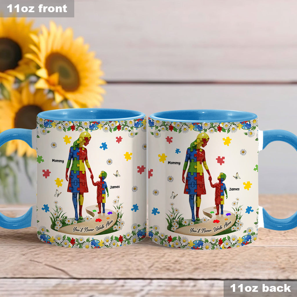 You'll Never Walk Alone - Personalized Autism Awareness Accent Mug