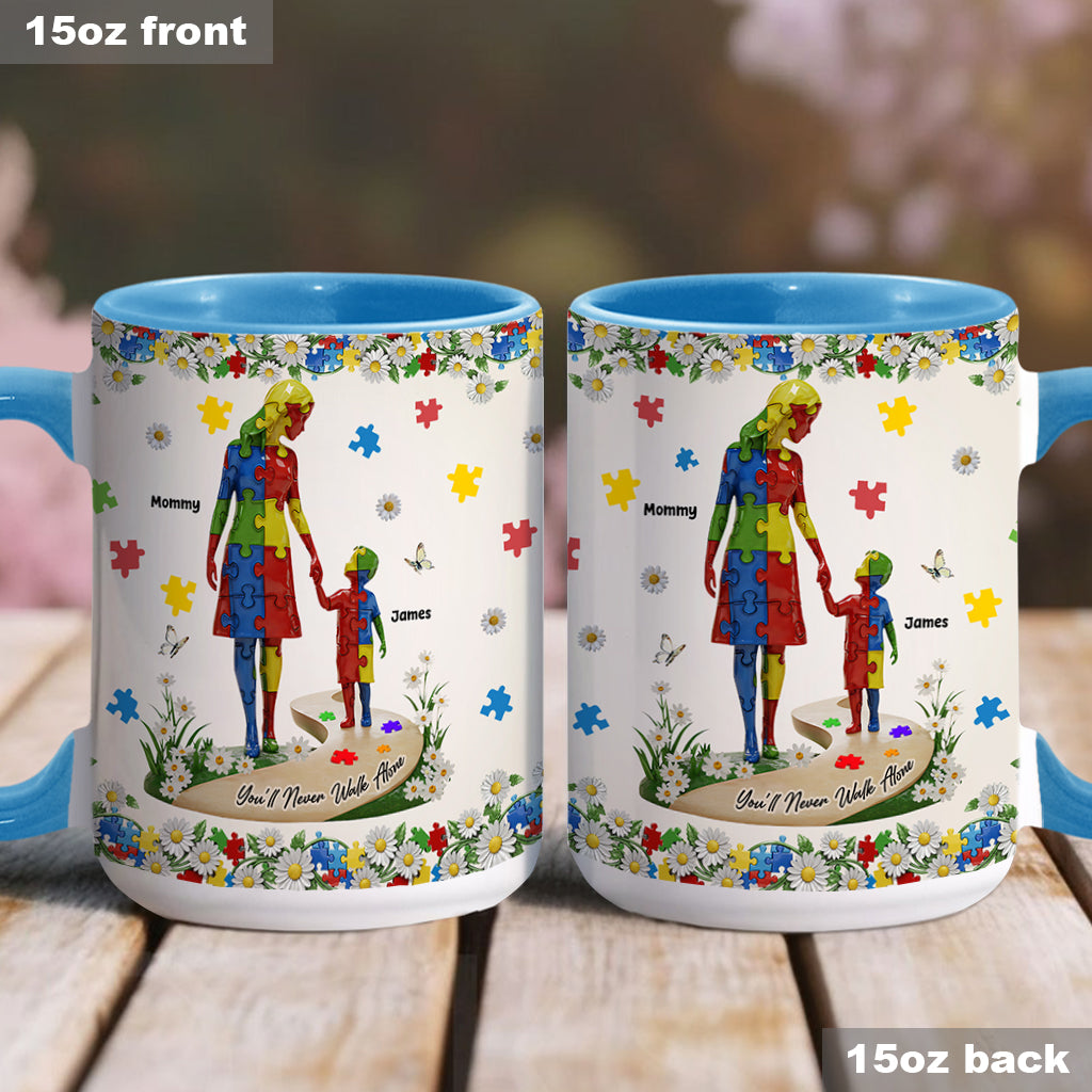 You'll Never Walk Alone - Personalized Autism Awareness Accent Mug