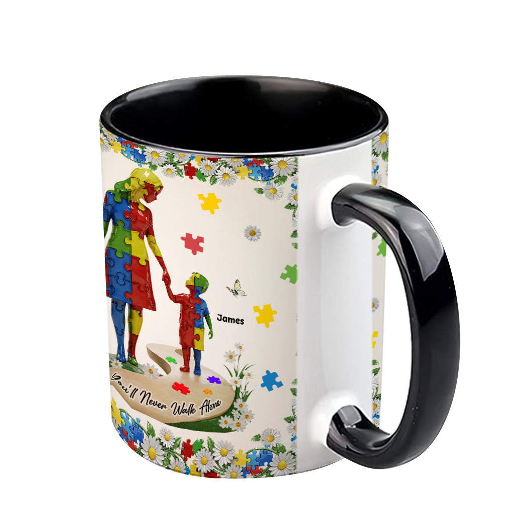 You'll Never Walk Alone - Personalized Autism Awareness Accent Mug