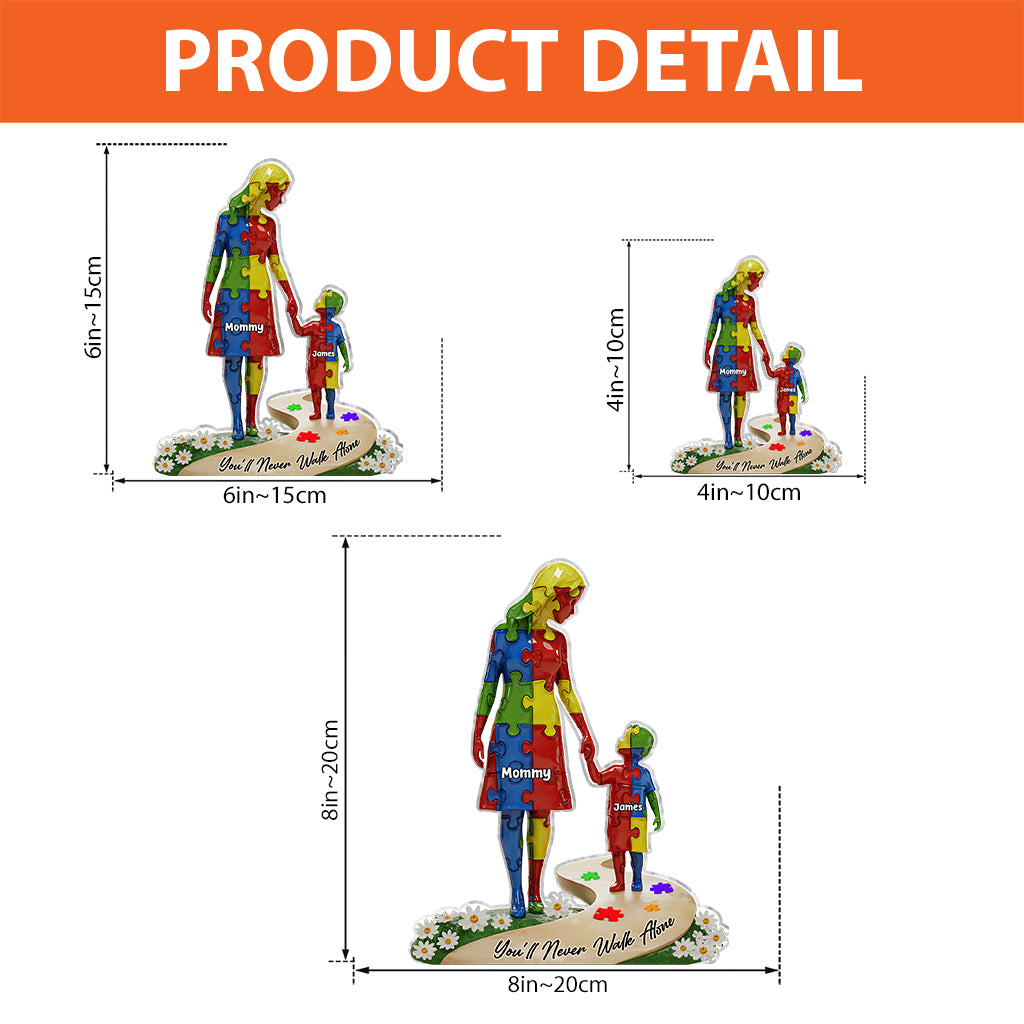 You'll Never Walk Alone - Personalized Autism Awareness Custom Shaped Acrylic Plaque