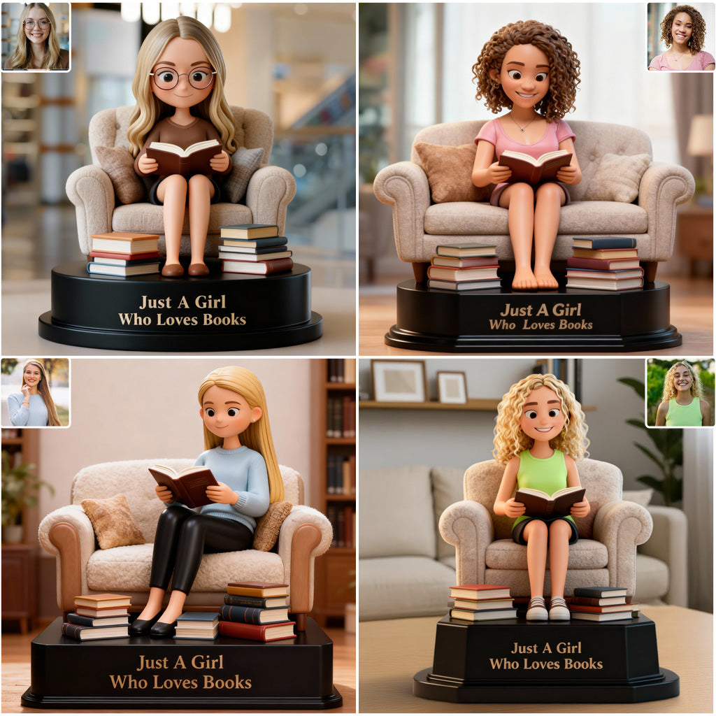 Une fille qui aime les livres - Plaque acrylique personnalisée en forme de livre