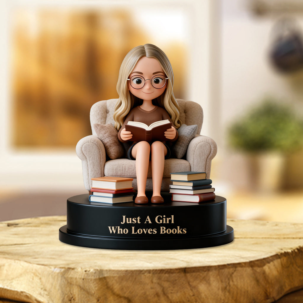 Une fille qui aime les livres - Plaque acrylique personnalisée en forme de livre