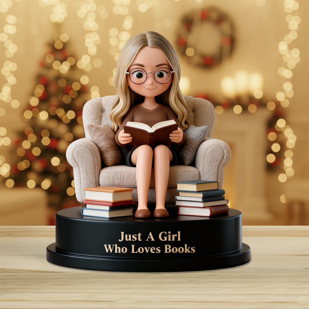 Une fille qui aime les livres - Plaque acrylique personnalisée en forme de livre