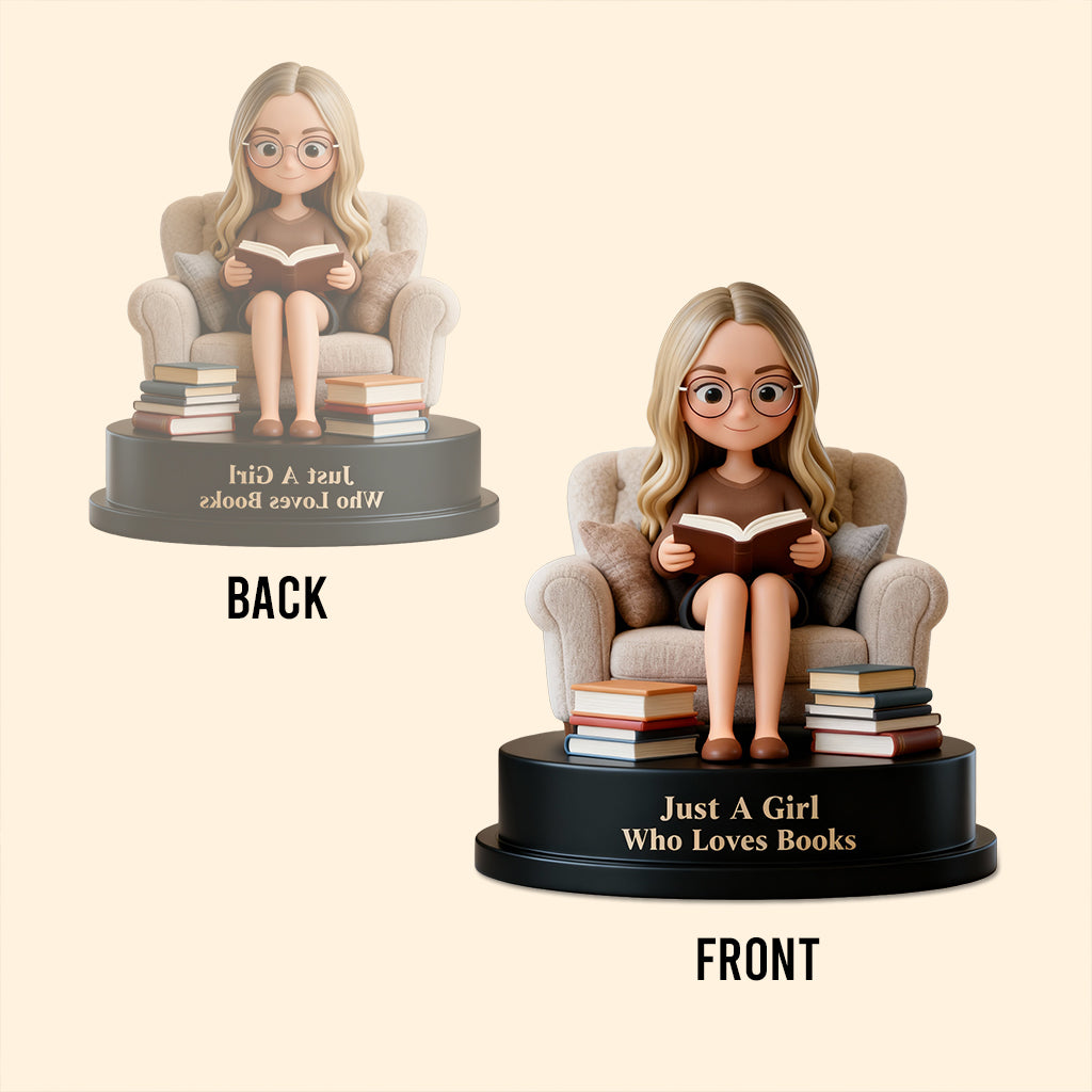 Une fille qui aime les livres - Plaque acrylique personnalisée en forme de livre