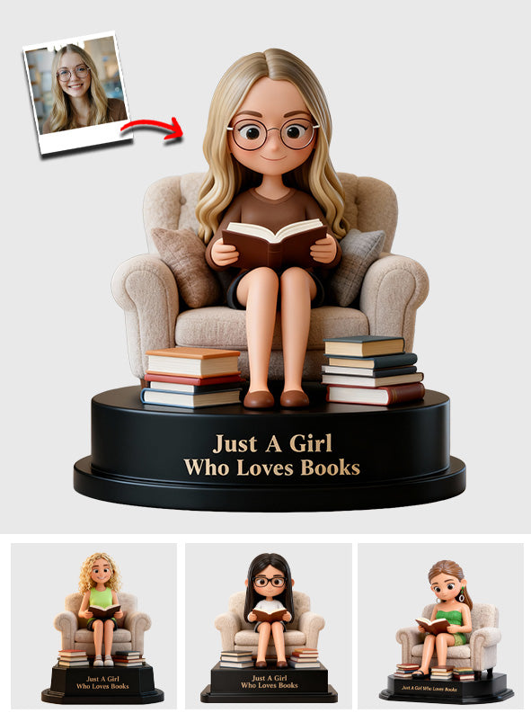 Une fille qui aime les livres - Plaque acrylique personnalisée en forme de livre