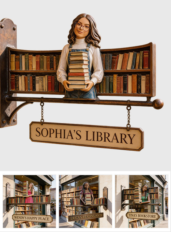 Custom Any Photo Book Lovers Bookstore/Library - Personalized Book Wooden Wall Mount Sign