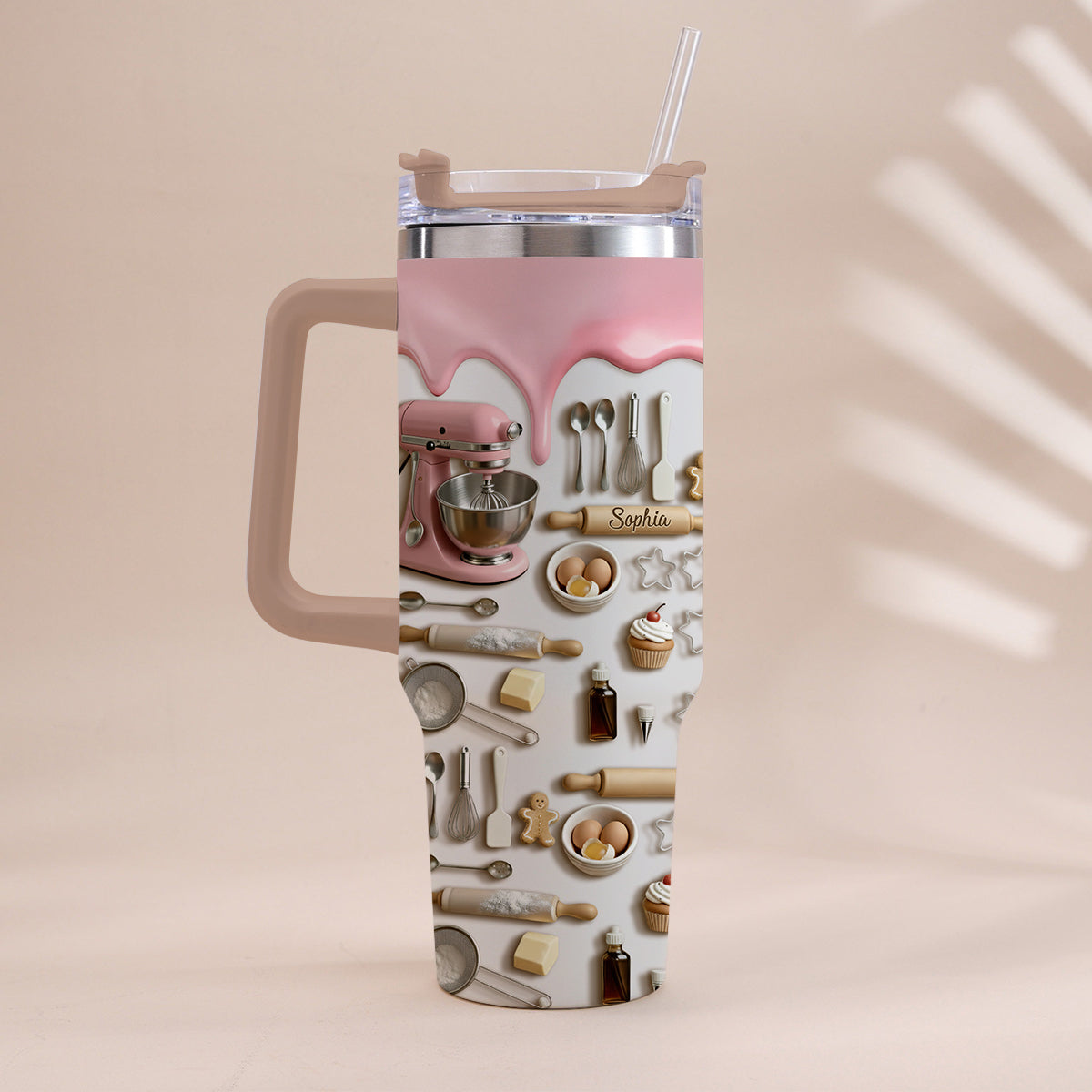 Gobelet isotherme personnalisé « J’adore pâtisser » avec poignée