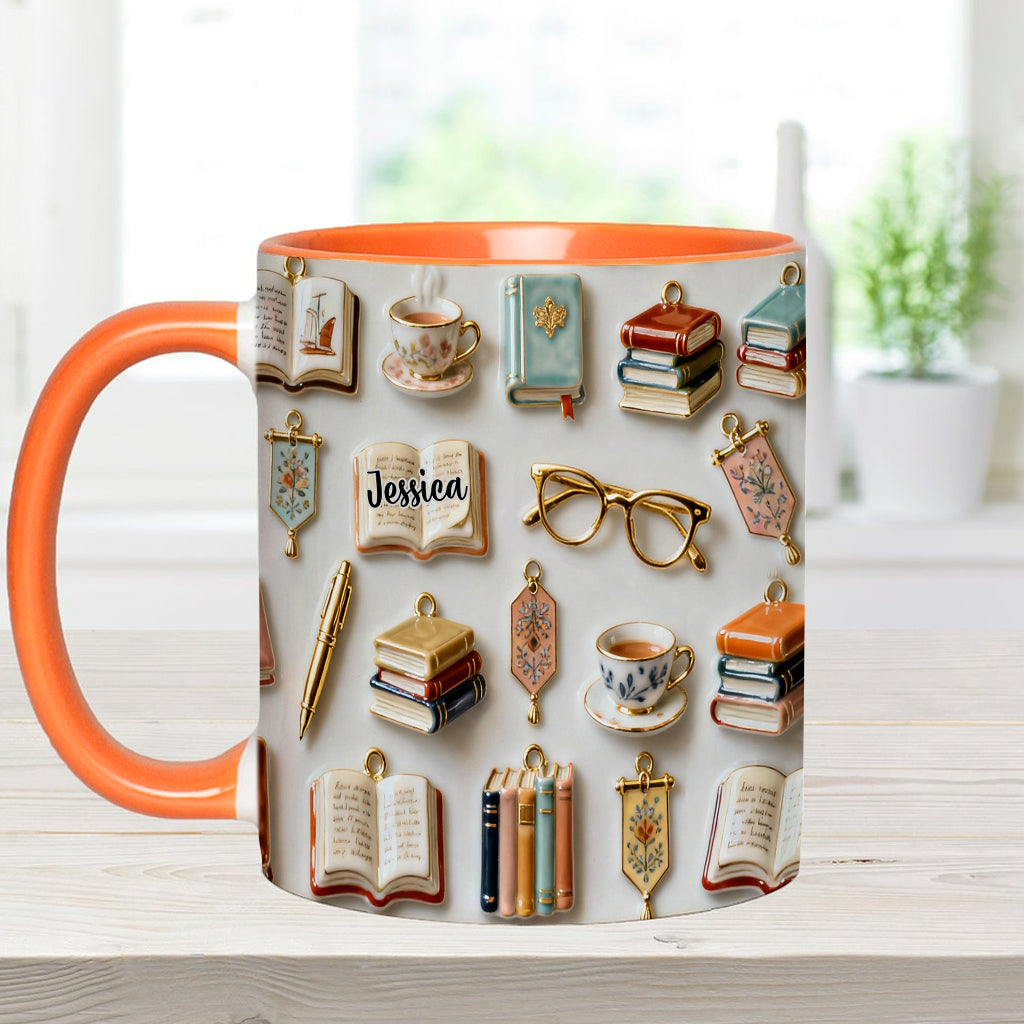 Une fille qui aime les livres - Mug et sous-verre personnalisés avec motif livre