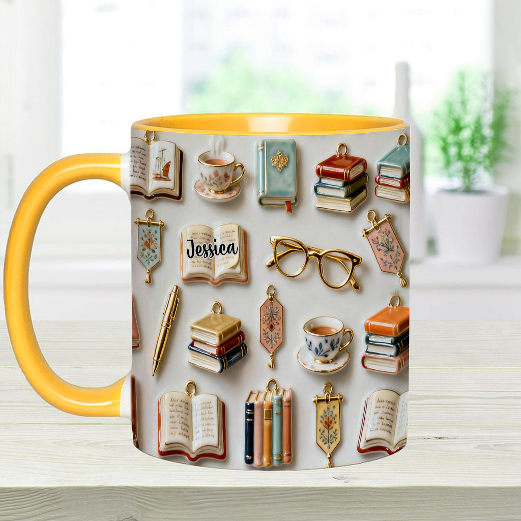 Une fille qui aime les livres - Mug et sous-verre personnalisés avec motif livre