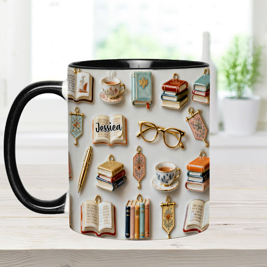 Une fille qui aime les livres - Mug et sous-verre personnalisés avec motif livre