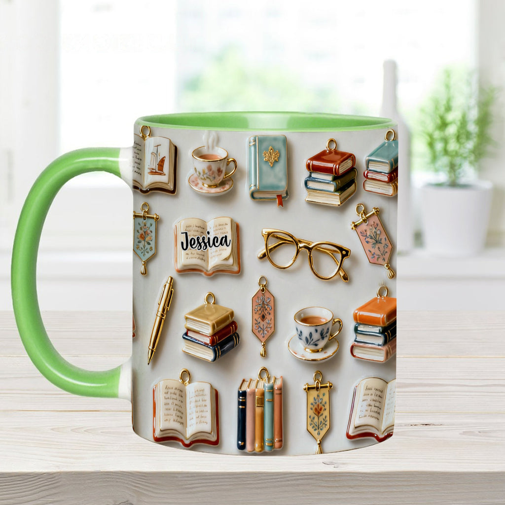 Une fille qui aime les livres - Mug et sous-verre personnalisés avec motif livre