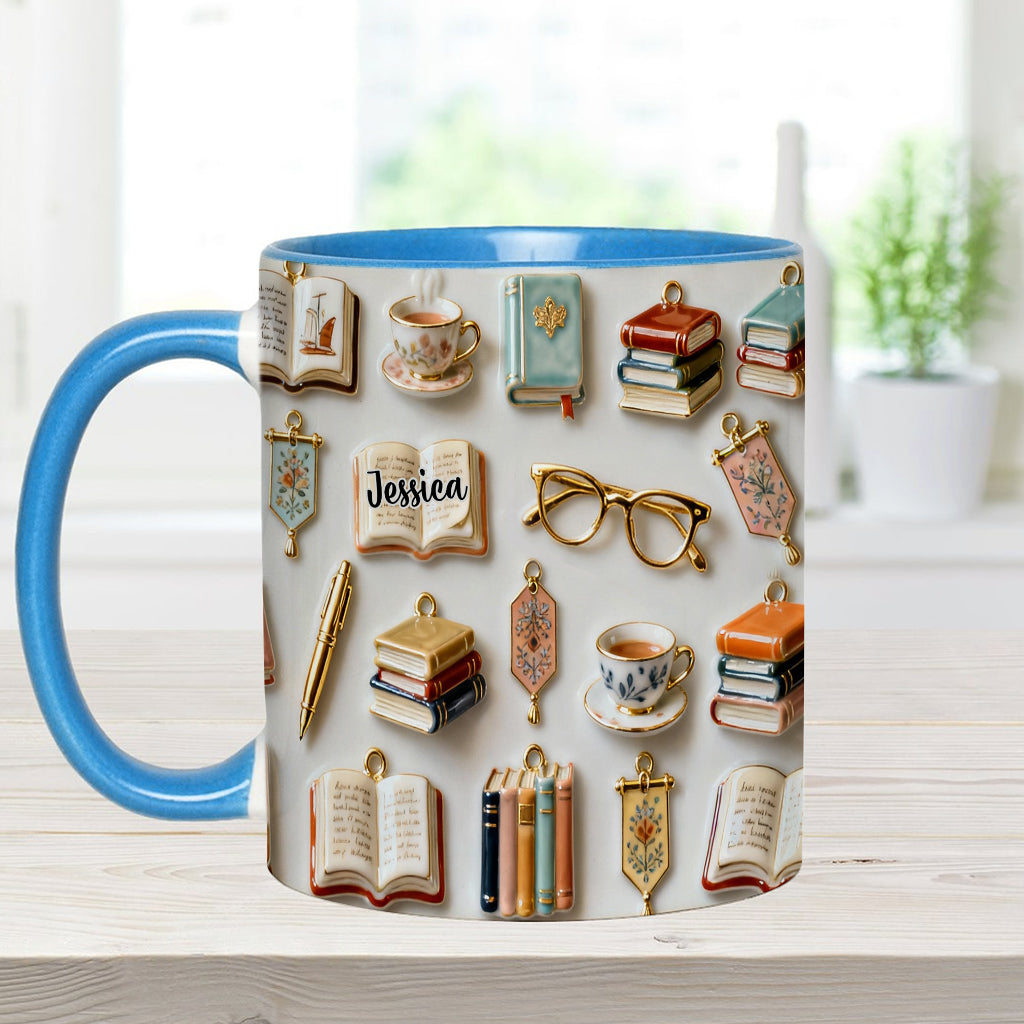 Une fille qui aime les livres - Mug et sous-verre personnalisés avec motif livre