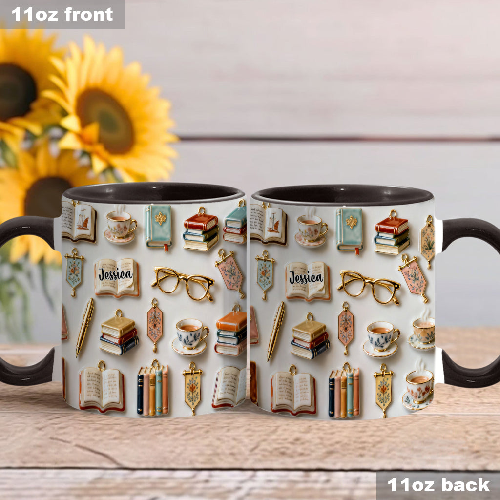 Une fille qui aime les livres - Mug et sous-verre personnalisés avec motif livre