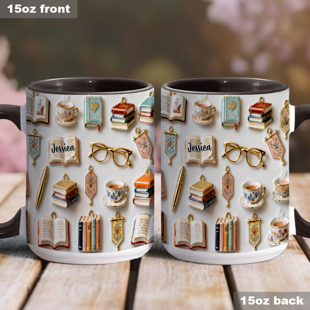 Une fille qui aime les livres - Mug et sous-verre personnalisés avec motif livre