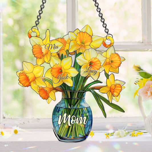 Fleur de maman - Attrape-soleil personnalisé à suspendre à la fenêtre
