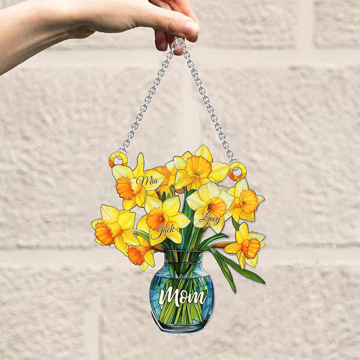 Mom’s Blossom - Personalized Mother Window Hanging Suncatcher Ornament