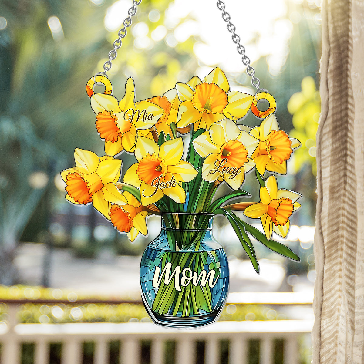 Mom’s Blossom - Personalized Mother Window Hanging Suncatcher Ornament