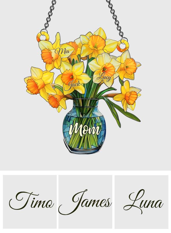Mom’s Blossom - Personalized Mother Window Hanging Suncatcher Ornament