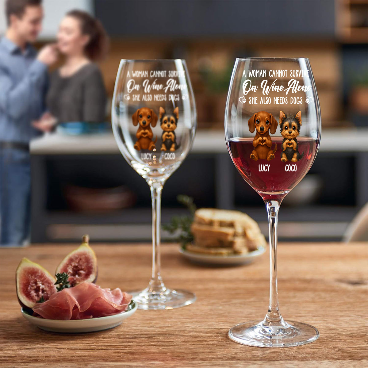 A Woman Cannot Survive On Wine Alone She Also Needs Dog/ Cat - Personalized Dog Wine Glass With Long Stem