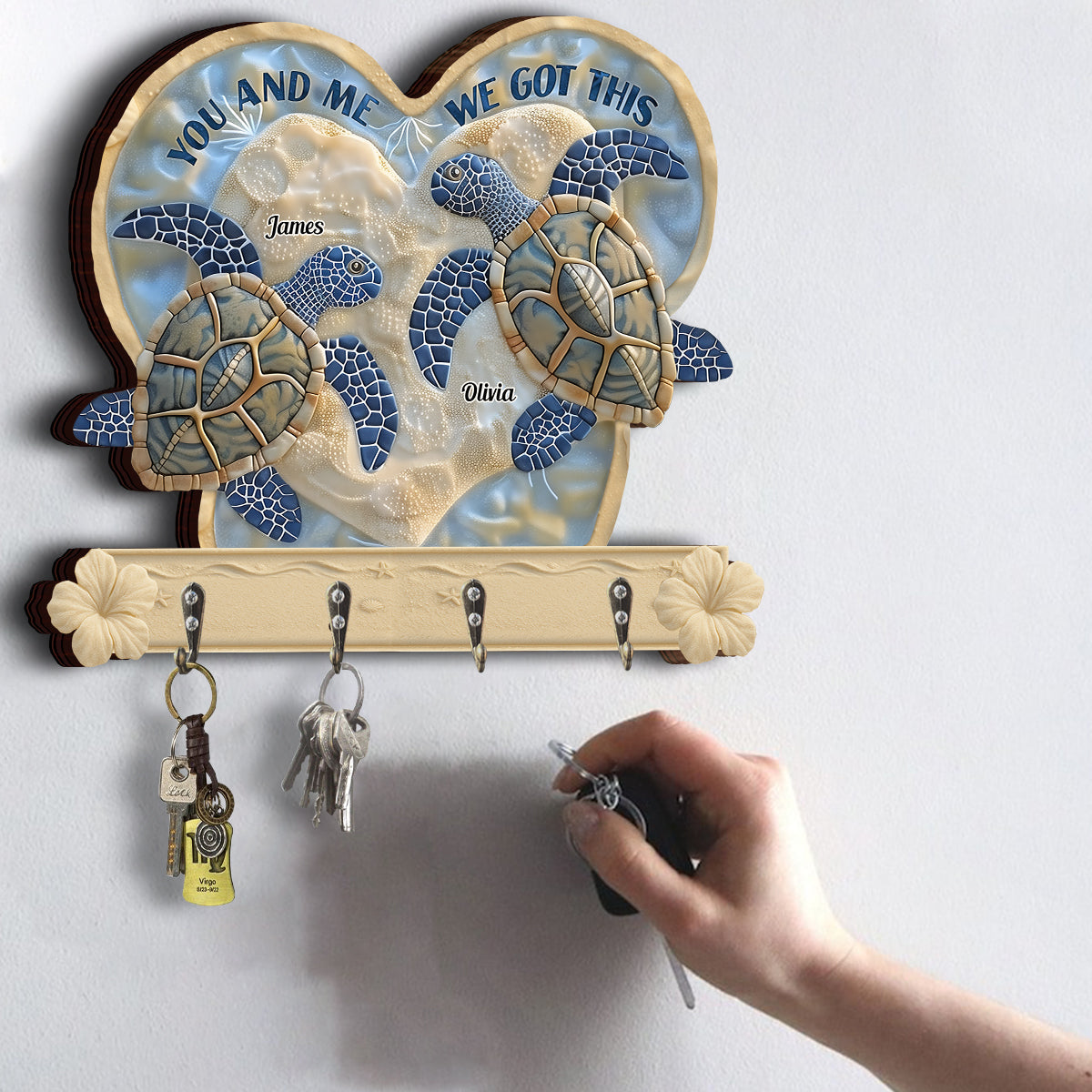 Couple Turtle You And Me - Personalized Turtle Custom Shaped Key Rack
