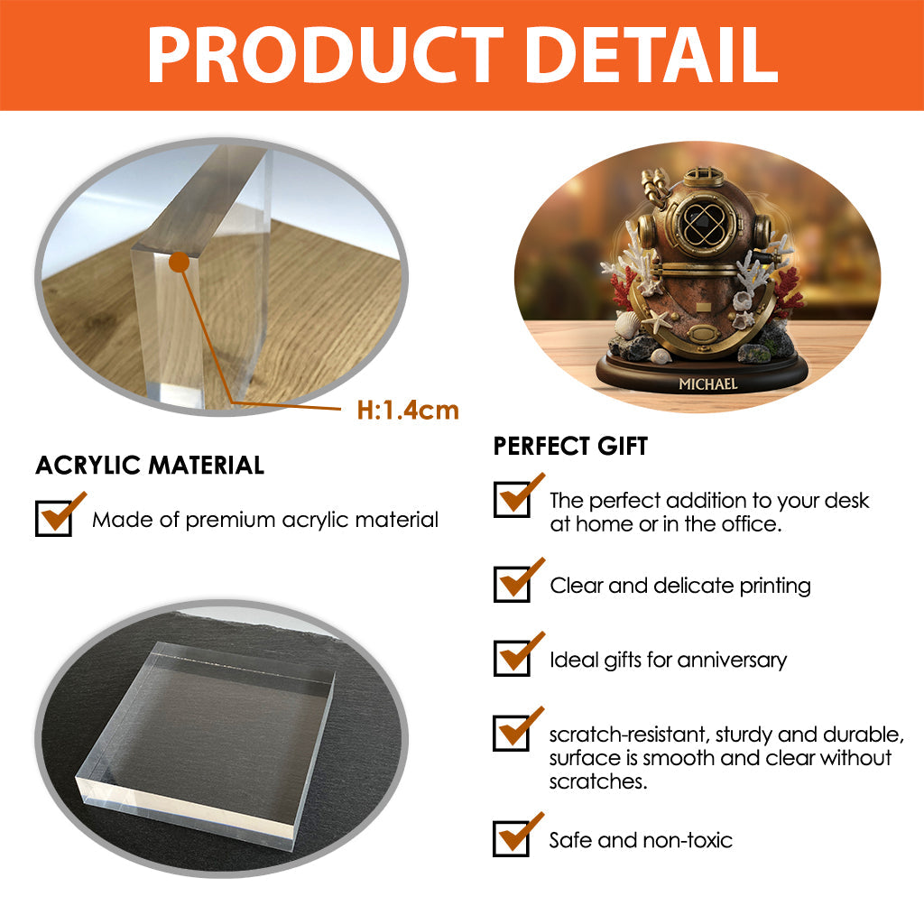 Passionné de plongée ? Plaque acrylique personnalisée pour la plongée sous-marine.