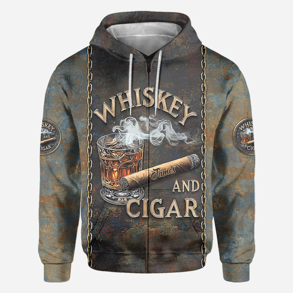 Whisky et cigares - T-shirt personnalisé avec motif whisky intégral
