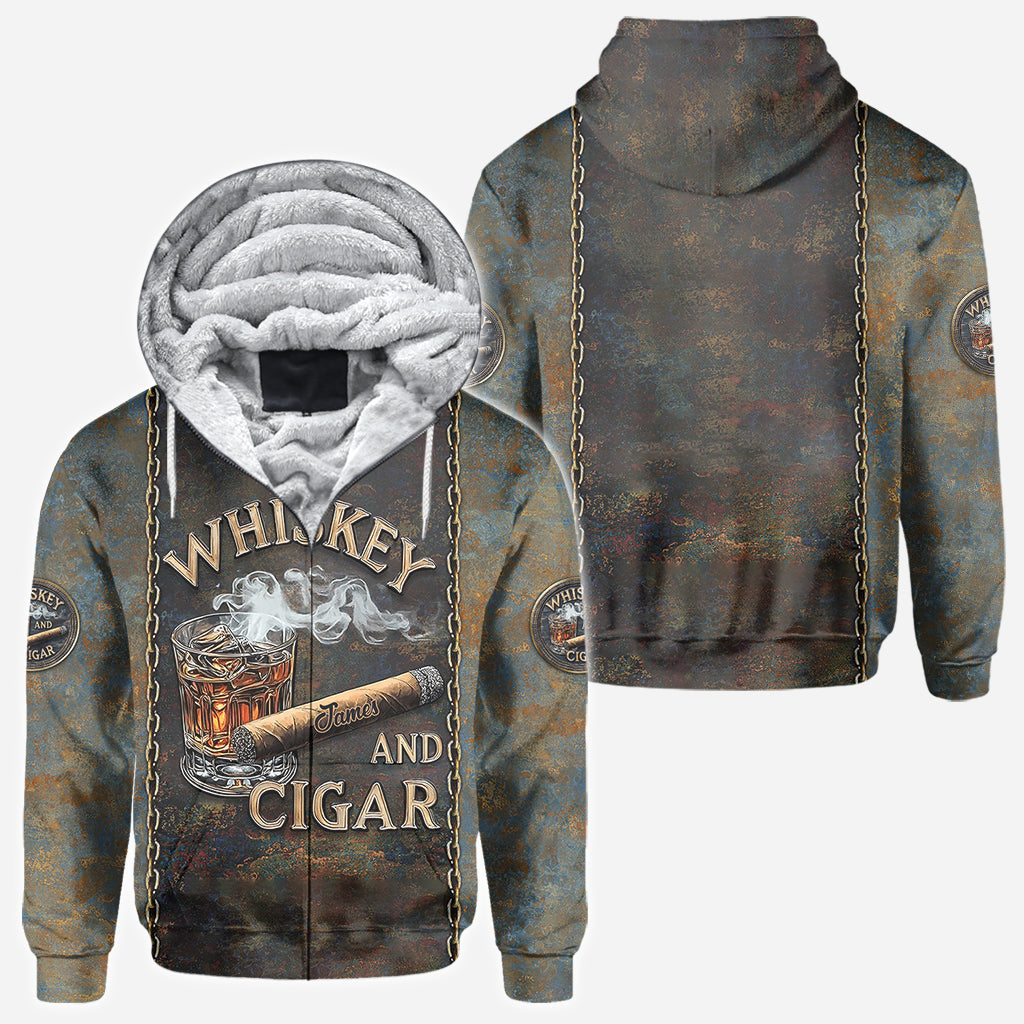 Whisky et cigares - T-shirt personnalisé avec motif whisky intégral