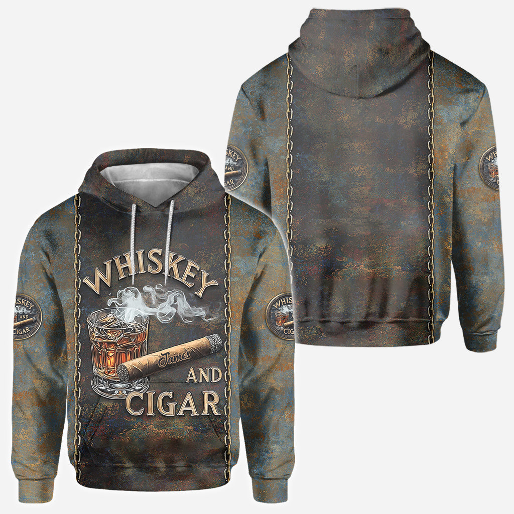 Whisky et cigares - T-shirt personnalisé avec motif whisky intégral