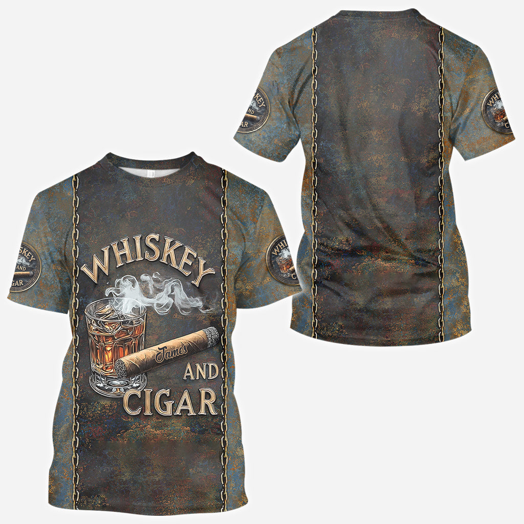 Whisky et cigares - T-shirt personnalisé avec motif whisky intégral