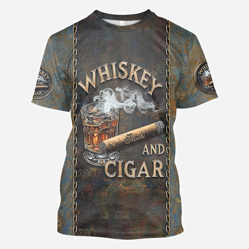 Whisky et cigares - T-shirt personnalisé avec motif whisky intégral