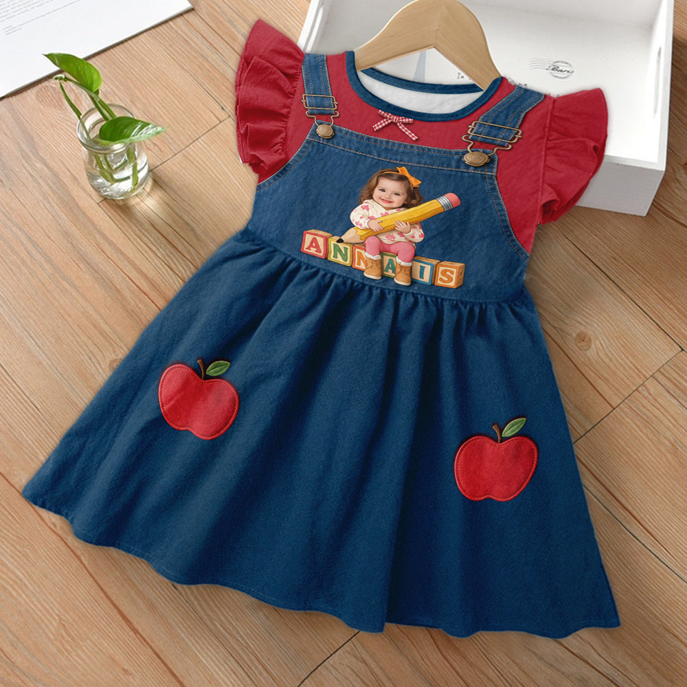 Back To School Gift For Girl/ Daughter/ Granddaughter... - Personalized Kid Kid Ruffle Sleeve Dress