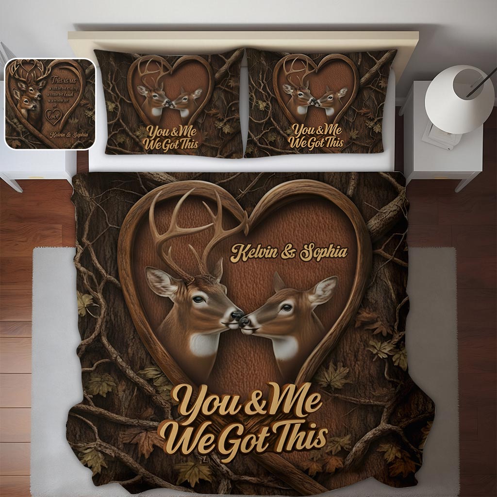 This Is Us Hunting Couple, Deer Hunter Gift - Personalized Hunting Quilt Set