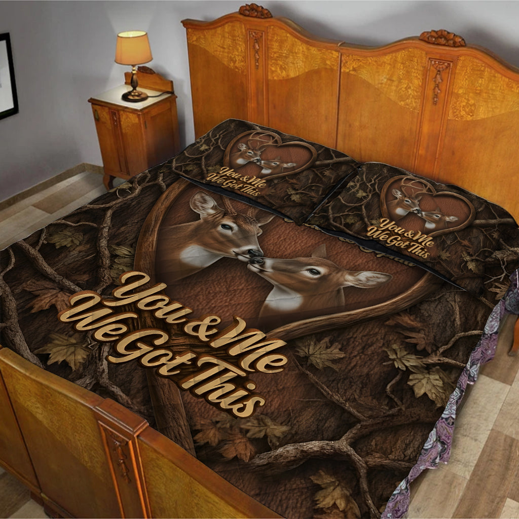 This Is Us Hunting Couple, Deer Hunter Gift - Personalized Hunting Quilt Set