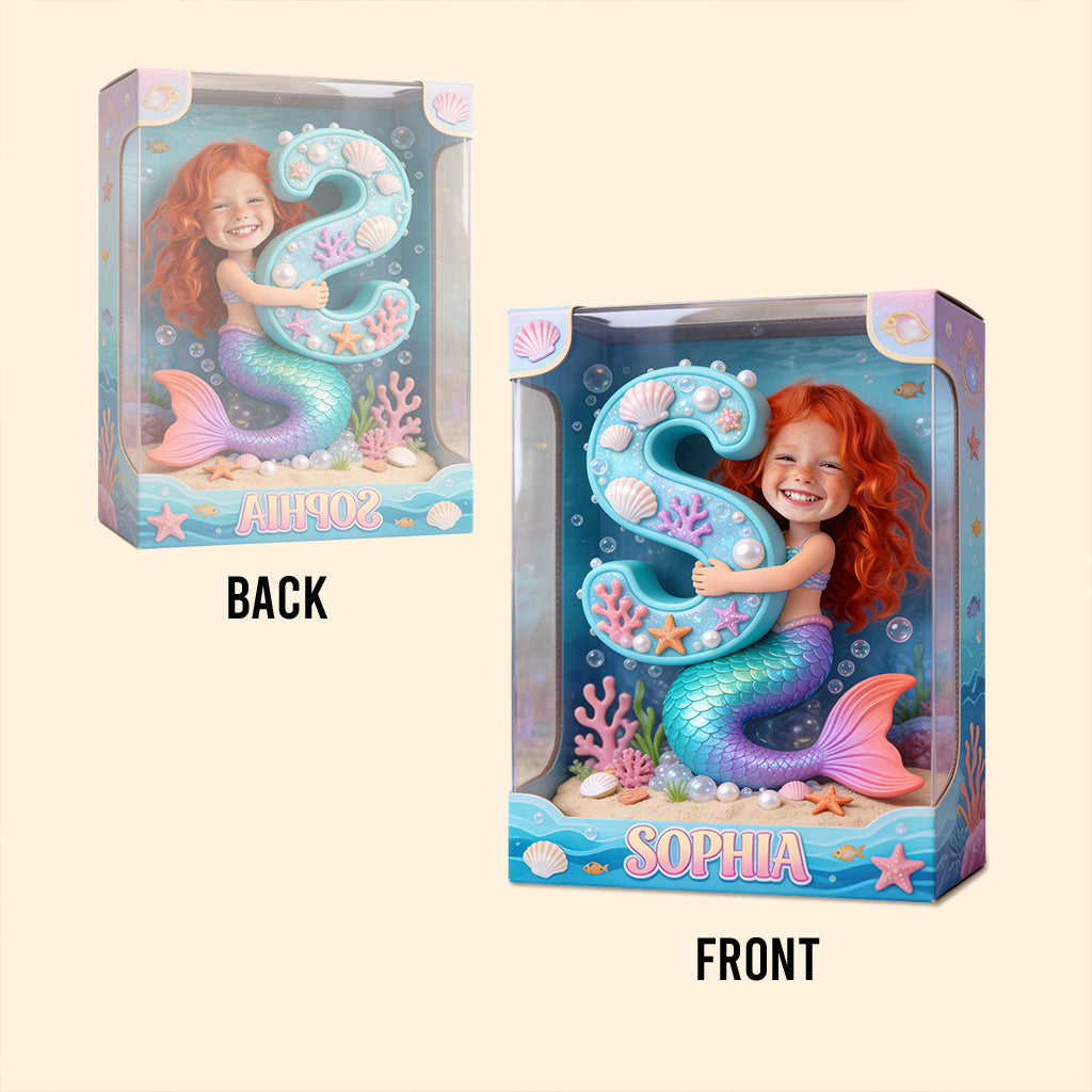 Mermaid Alphabet Letter & Custom Photo - Personalized Kid Custom Shaped Acrylic Plaque