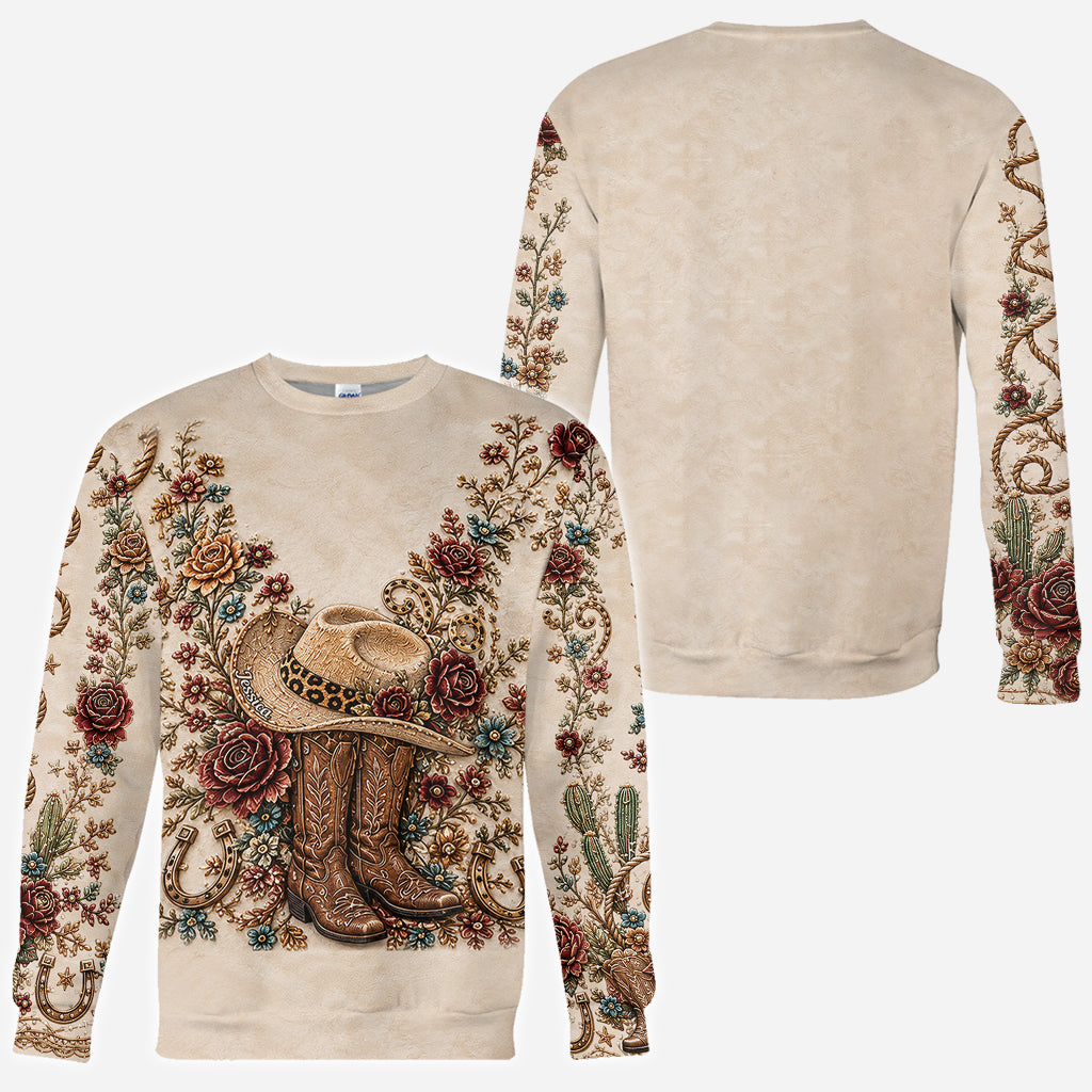 Rodeo Romance - Personalized Cowgirl All Over Shirt