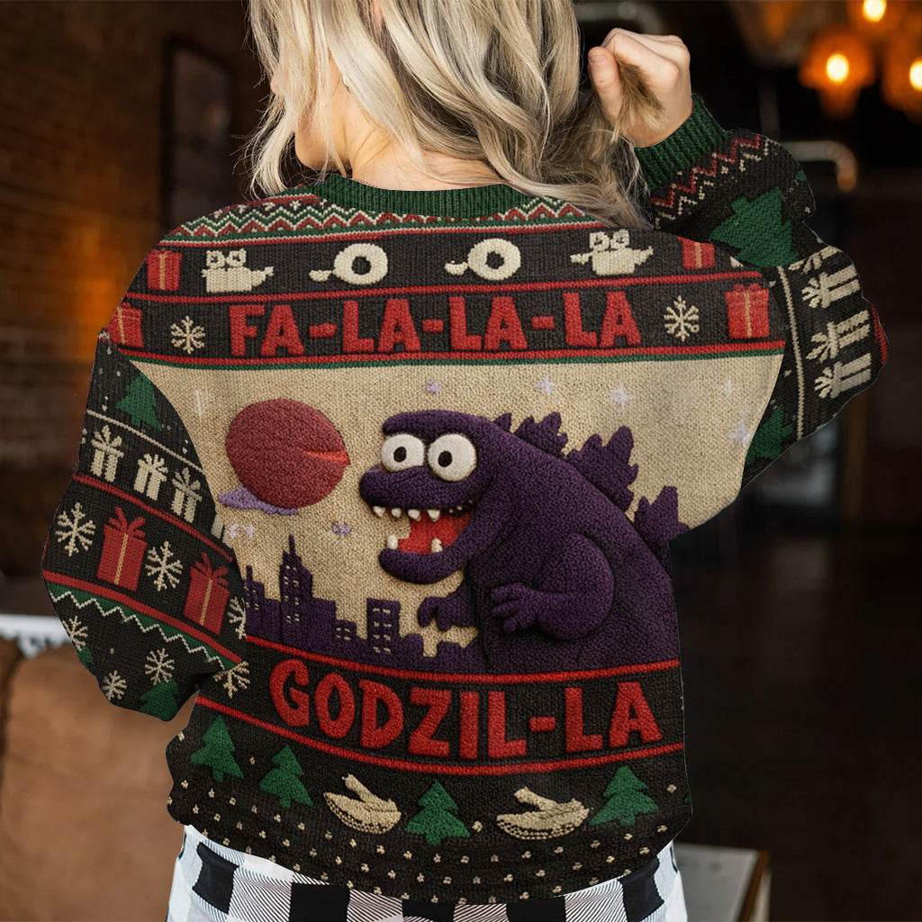 Pull de Noël Godzilla Falala - Pull de Noël Monstre Géant Personnalisé