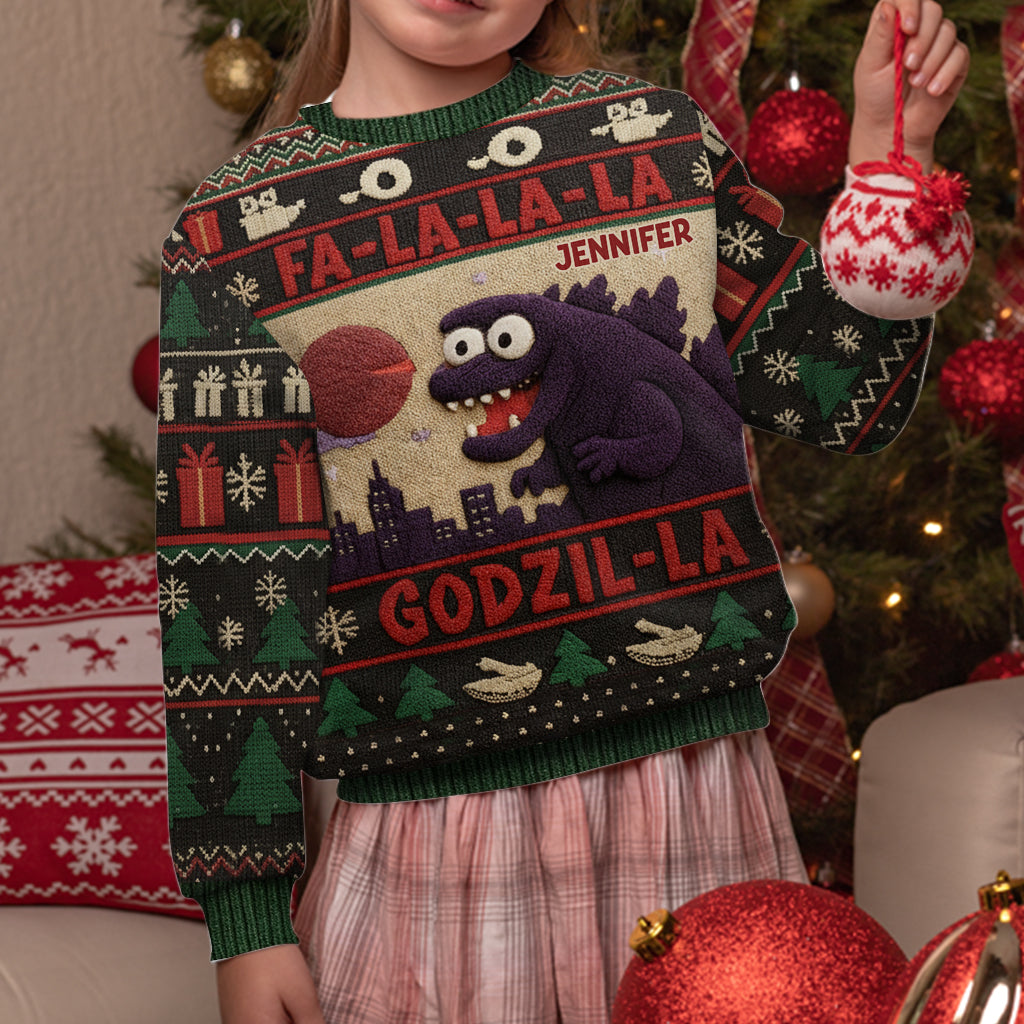 Pull de Noël Godzilla Falala - Pull de Noël Monstre Géant Personnalisé