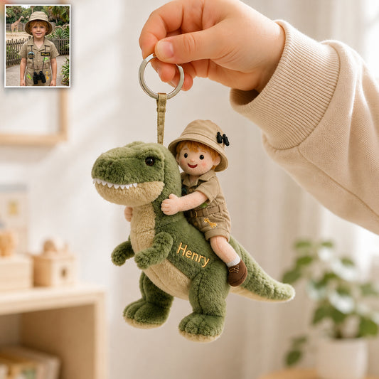 Dino Rider - Porte-clés en peluche personnalisé pour enfants