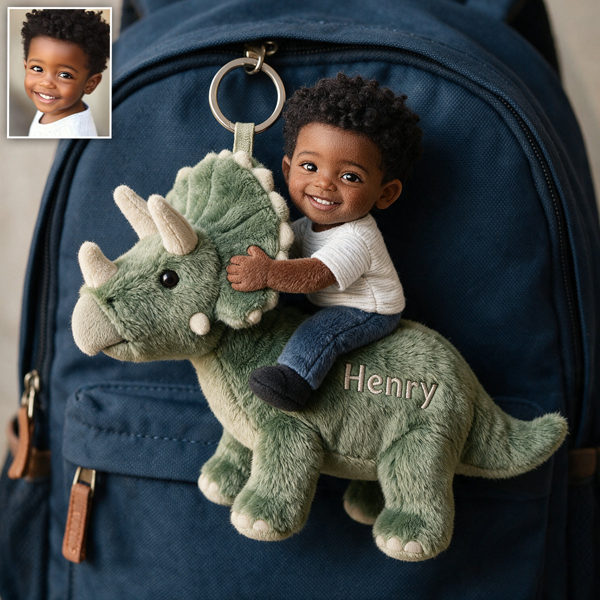 Dino Rider - Personalized Kid Plush Keychain