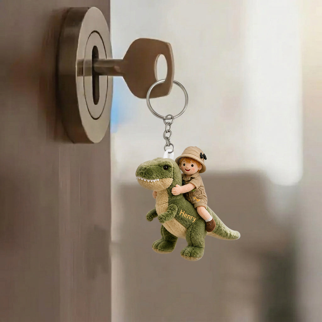 Dino Rider - Personalized Kid Plush Keychain