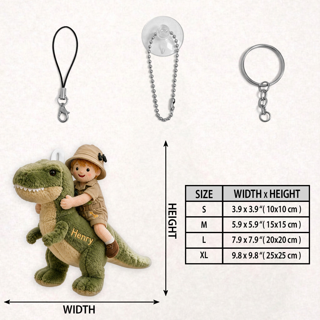 Dino Rider - Personalized Kid Plush Keychain
