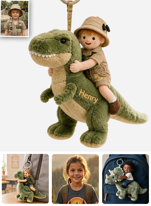 Dino Rider - Personalized Kid Plush Keychain