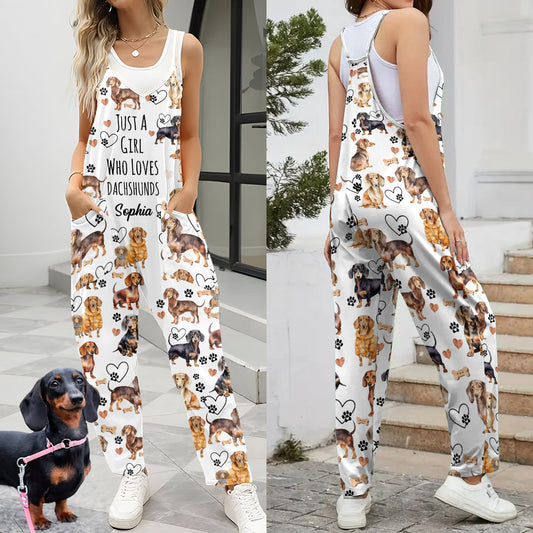 Juste une fille qui aime les teckels - Salopettes/combinaisons amples personnalisées avec motif teckel