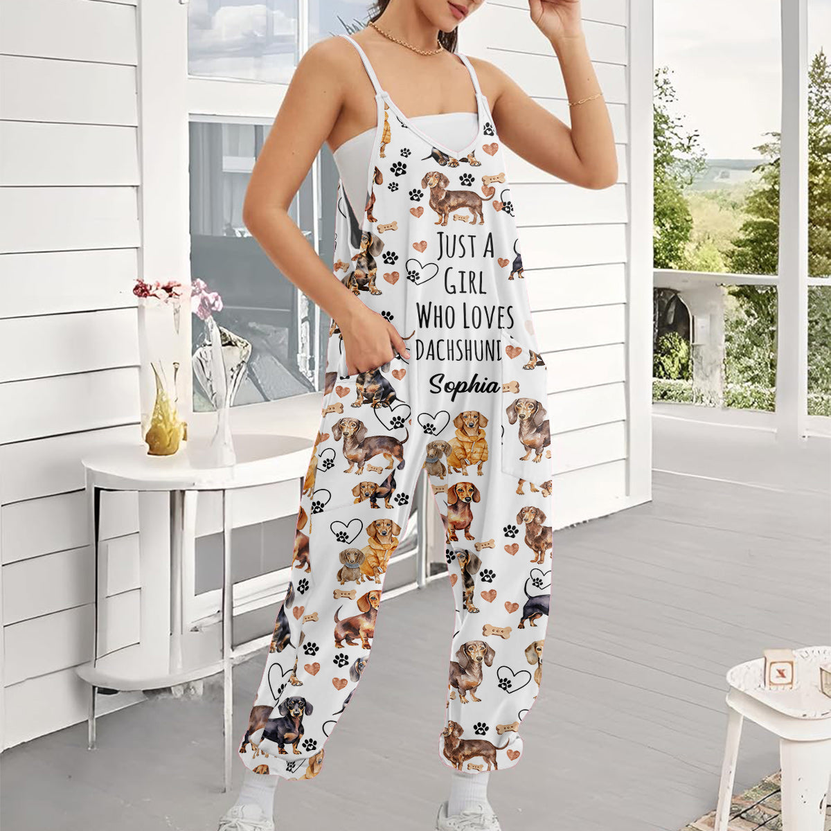 Juste une fille qui aime les teckels - Salopettes/combinaisons amples personnalisées avec motif teckel