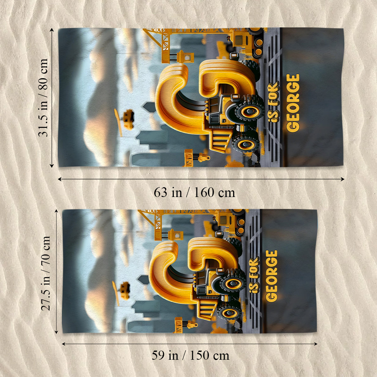 Kid Mermaid/ Dinosaur/ Truck Alphabets - Personalized Kid Quick-dry Beach Towel/ Bath Towel