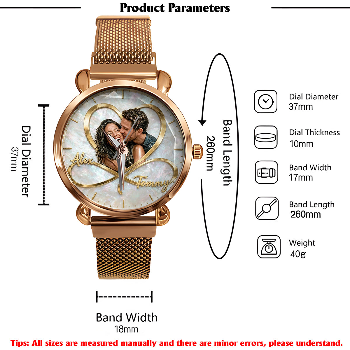 Love You Infinite - Personalized Couple Women Hand Watch