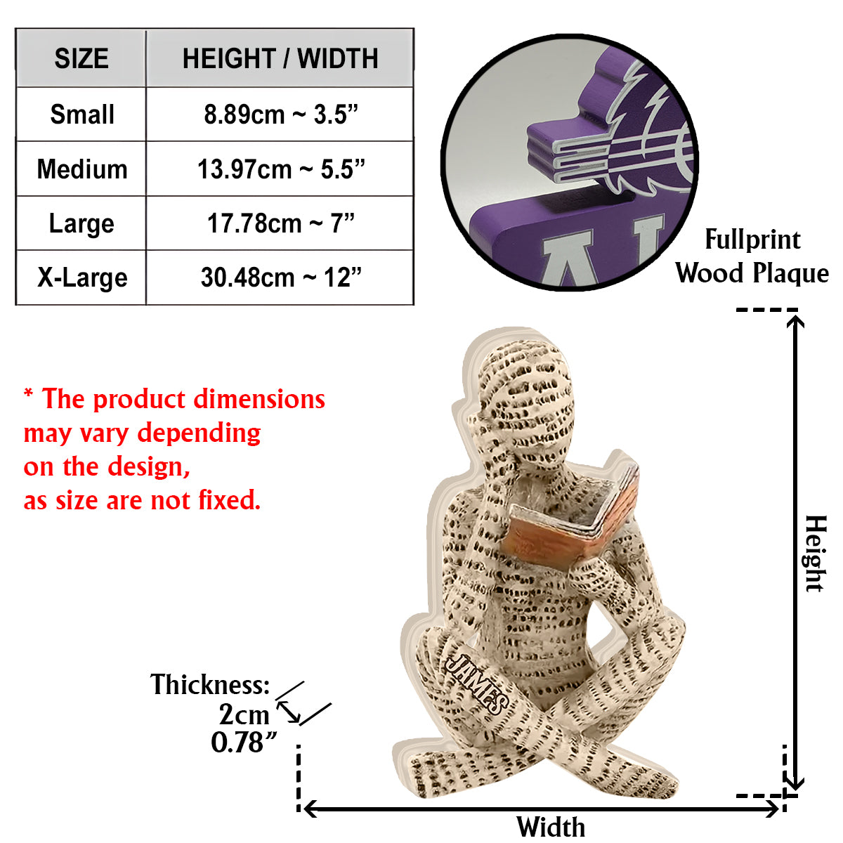 Je veux juste - Plaque en bois personnalisée en forme de livre