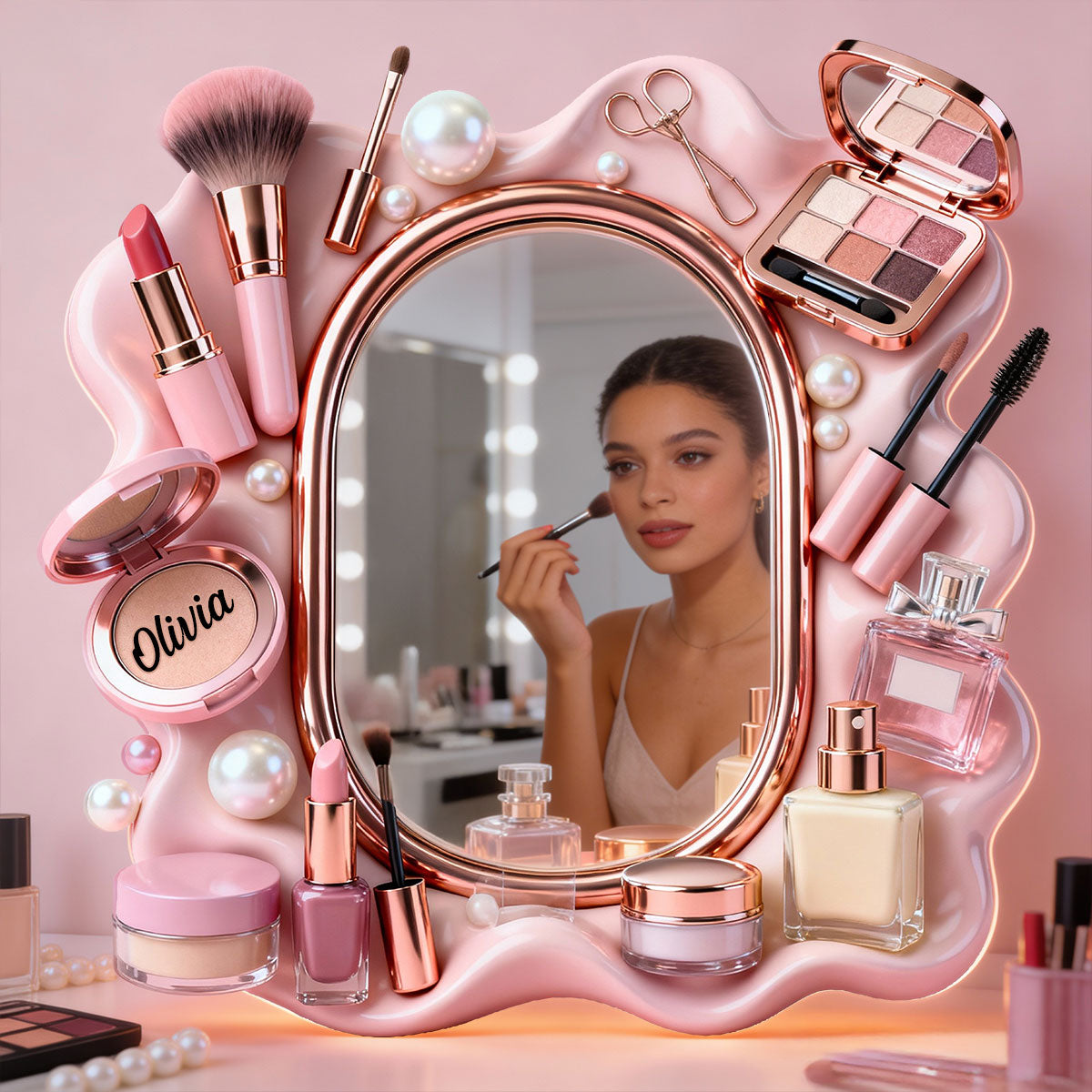 Miroir mural de maquillage personnalisé avec lumière LED - Maquilleuse