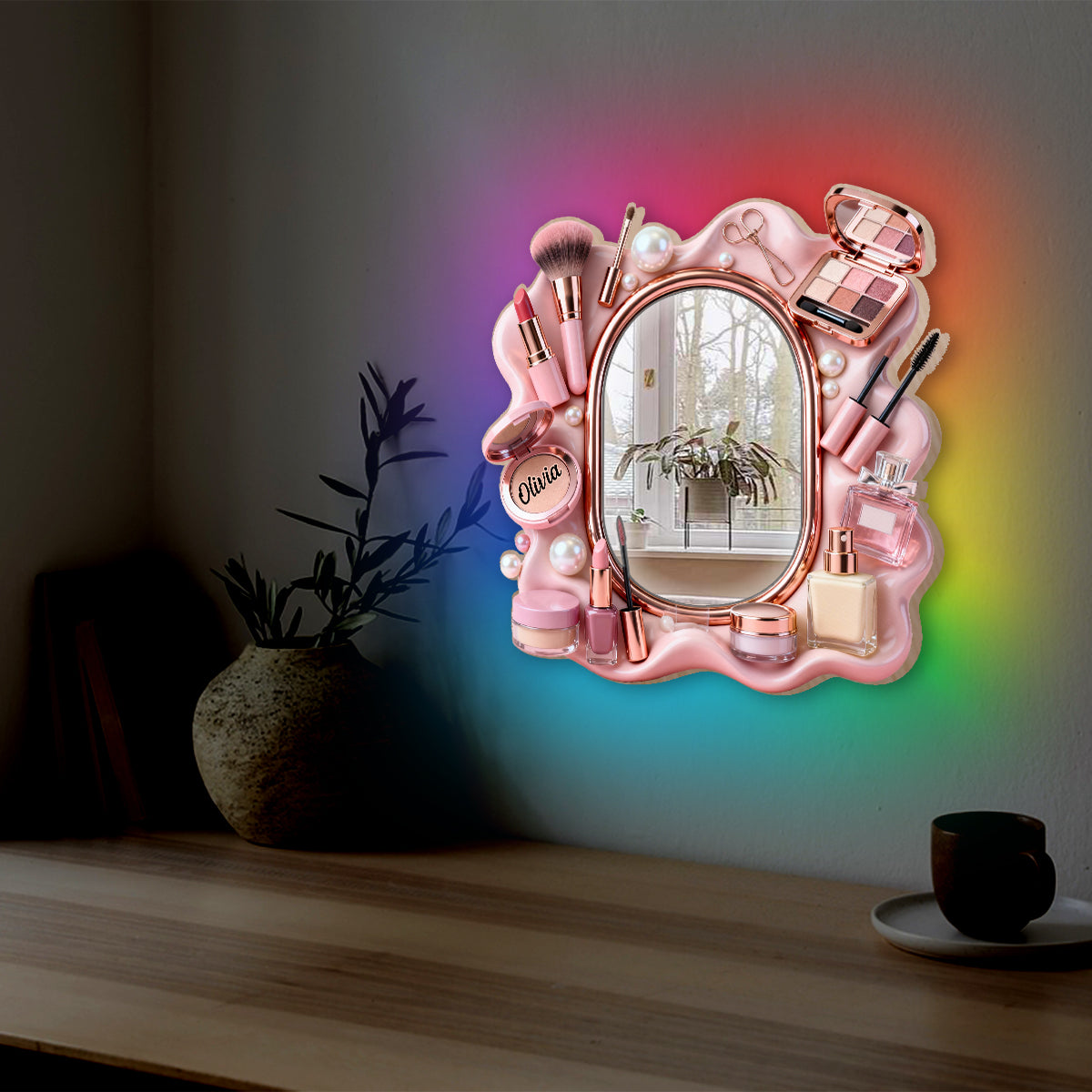 Miroir mural de maquillage personnalisé avec lumière LED - Maquilleuse